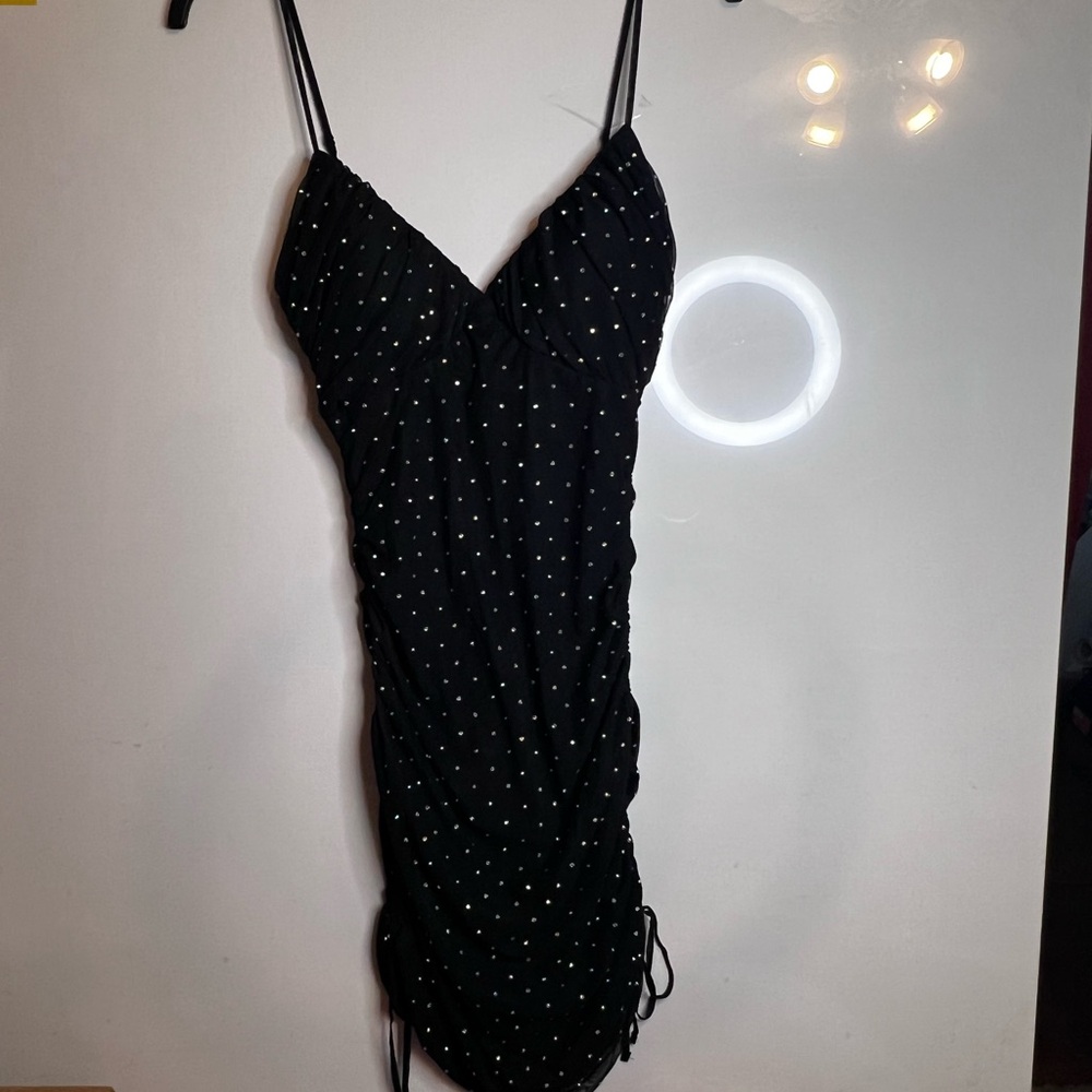 New B. Smart Black Mini Dress with crystal studs